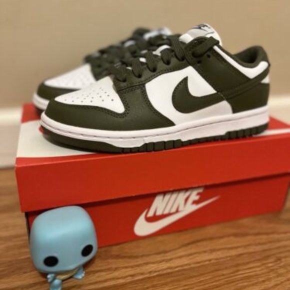 Nike Dunk Low White/ Medium Olive Shoes SneakersDD1503-120 Womens Size‎ 5